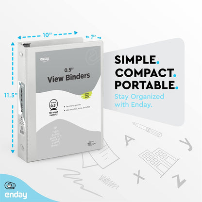 Enday 1 Inch Binder (6 Pack - Grey) 3 Ring Binder 1 inch with Clear View Cover and 2 Inside Pocket - for Letter Size 8.5 x 11'' Paper, Ideal for School Supplies, Office, and Home