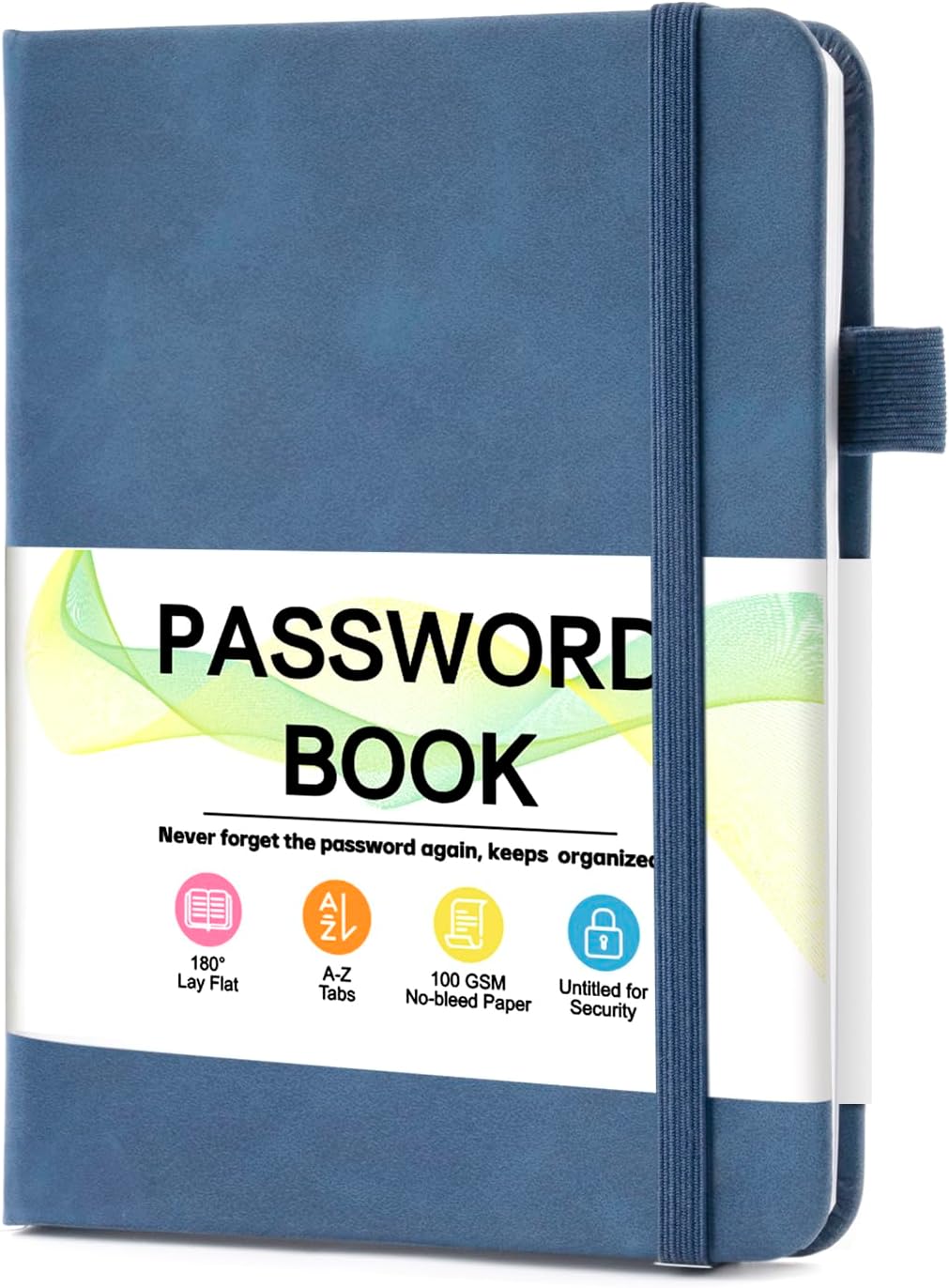 MOSA BEAR Password Keeper Book with Alphabetical Tabs，4.3"x5.7" Small Password Books for Seniors Password Notebook for Internet Website Address Log in Detail（Dark Blue）