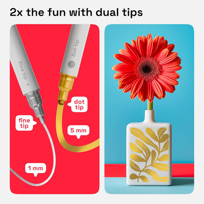 ARTISTRO 2 Red Dual-Tip Acrylic Paint Pens - Multisurface Markers for Glass, Rock, Fabric, Wood, Plastic & More - 1 mm Fine & Brush Tips