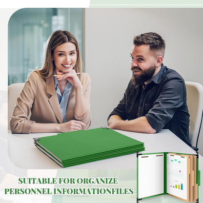 Henoyso 10 Pcs Hanging Classification Folders Bulk with 2 Prongs, 1 Divider Letter Size, 2 Inch Expansions Pressboard File Folder, 1/3-cut Tab File Organizer (1 Divider,Green)