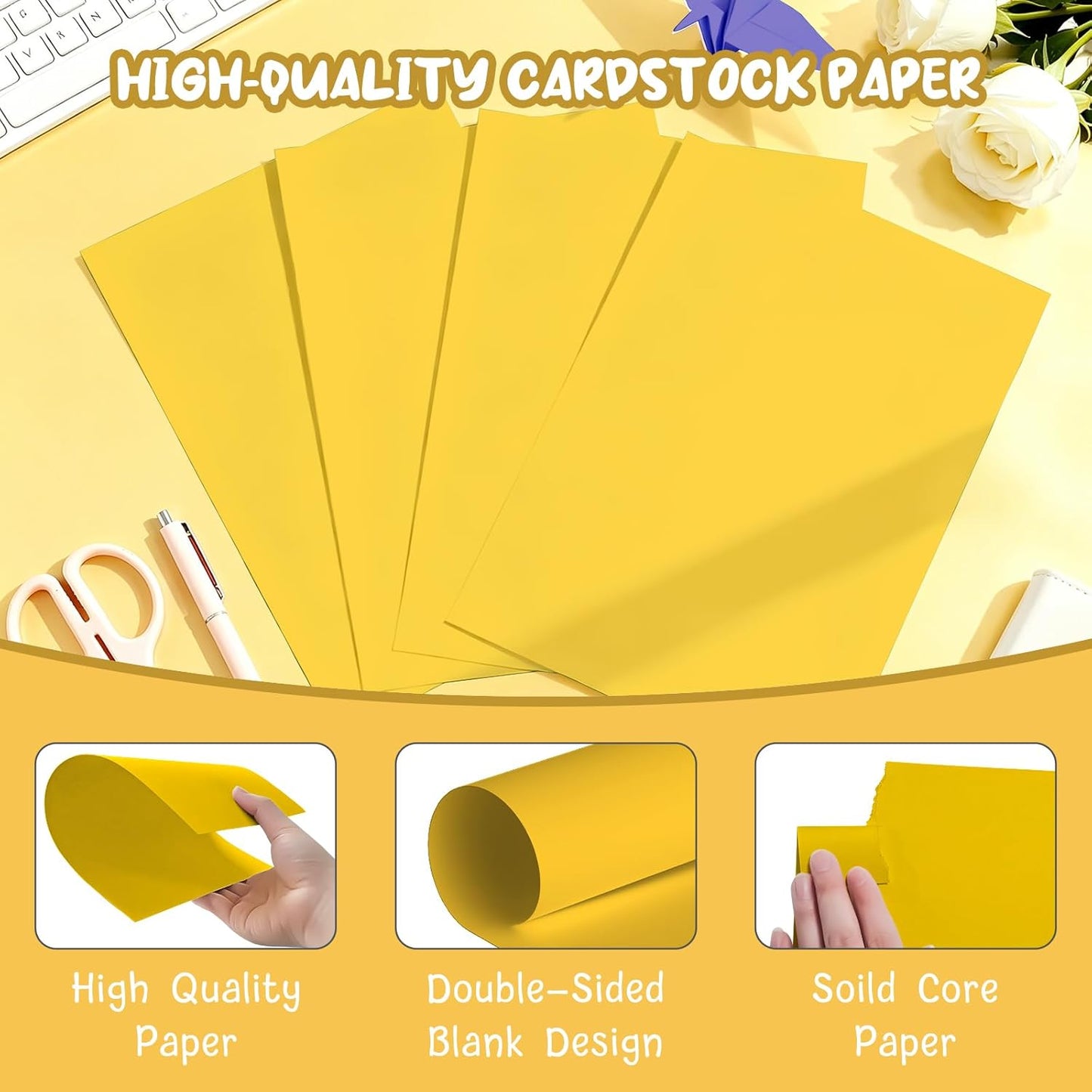 40 Sheets Cream Cardstock Paper 8.5 x 11, Ivory Cardstock Printer Paper 8.5x11, Off White Card Stock Paper 8.5 x 11, 200 GSM Construction Paper for DIY Cards, Greeting Cards, Wedding Invitations