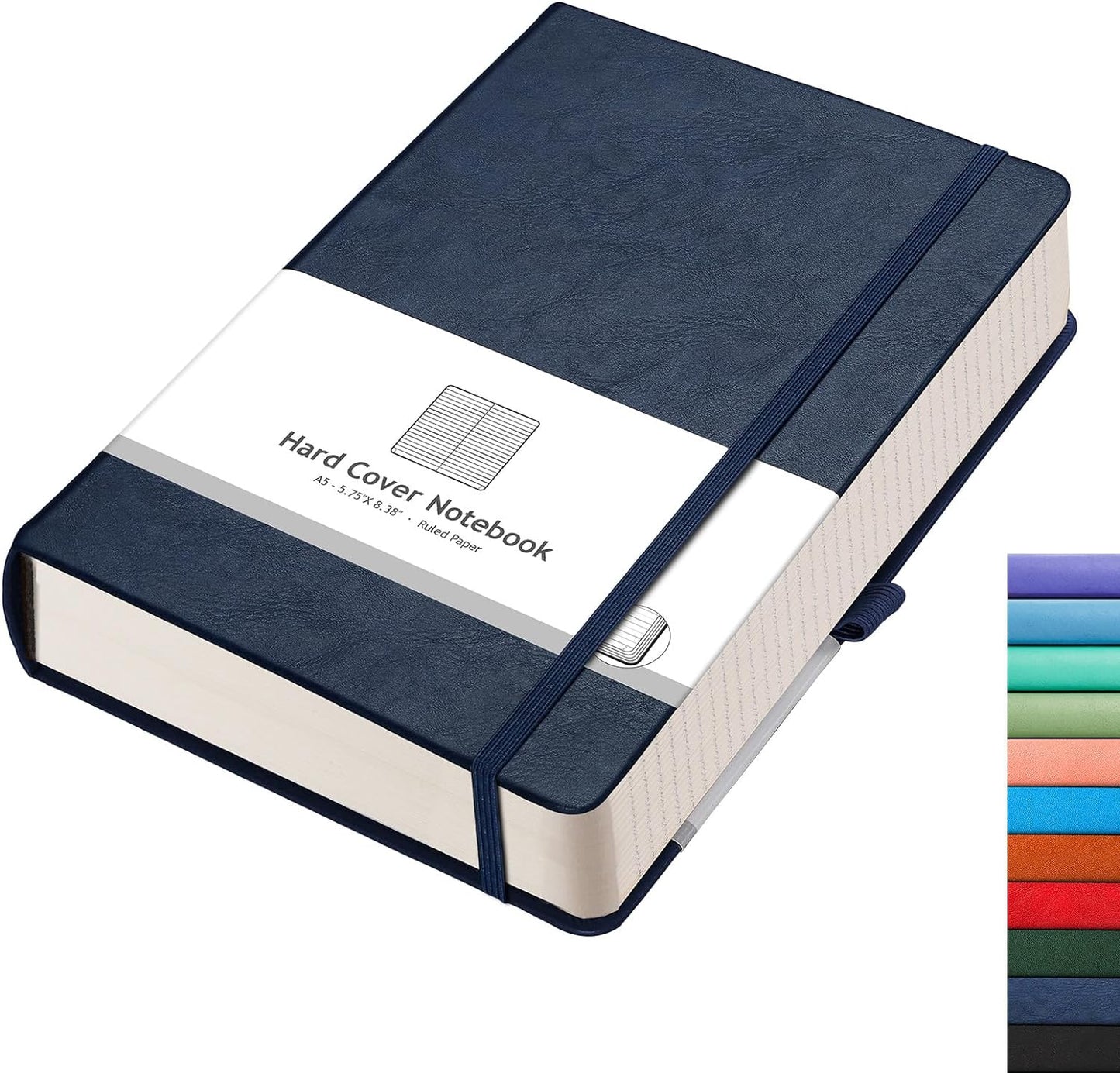 AHGXG 8.5''×11'' Notebook College Ruled - Large A4 Notebook Lined Journal - 320 Pages Thick Journal for Writing, 100gsm Thick Paper, Leather Softcover, for Work School - Black