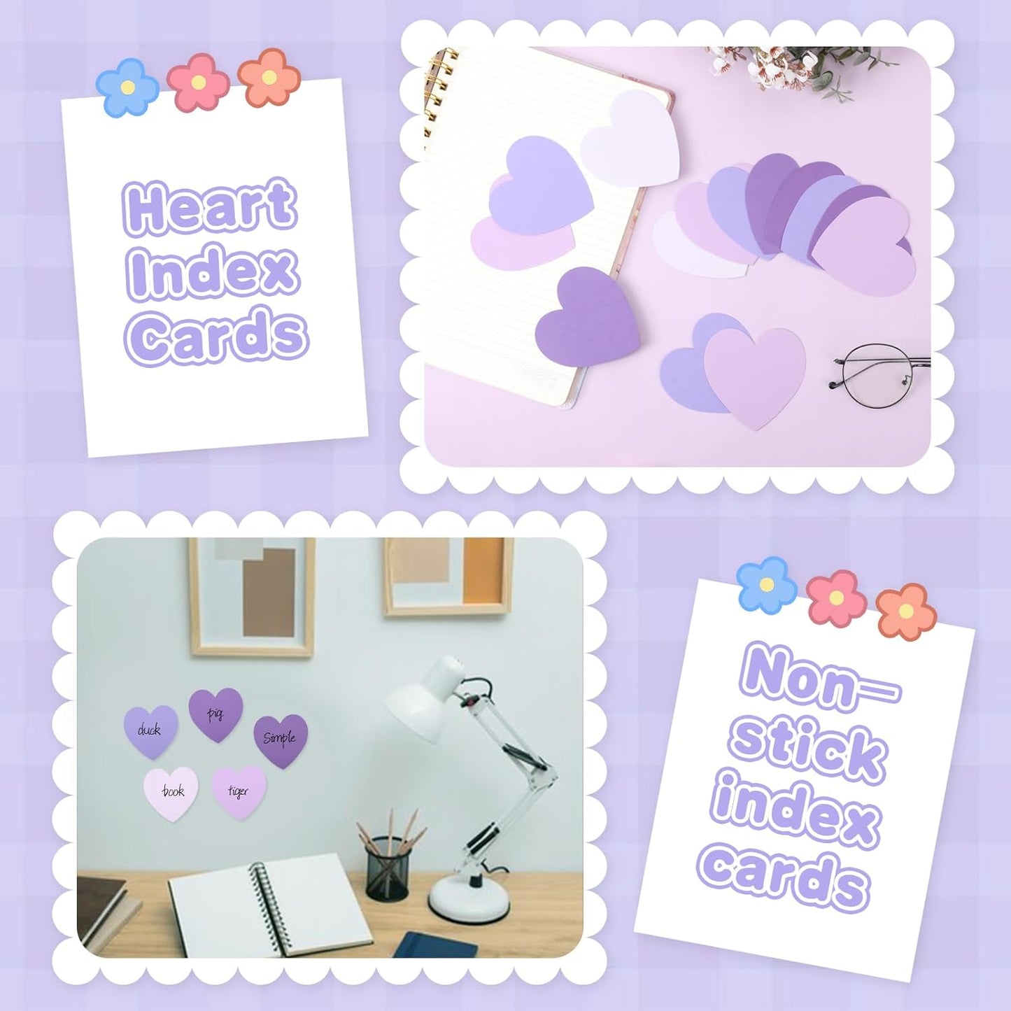 150 Pcs Heart Index Cards - Pink, 3x3 Colored Note Cards for School, Learning, Office, Games