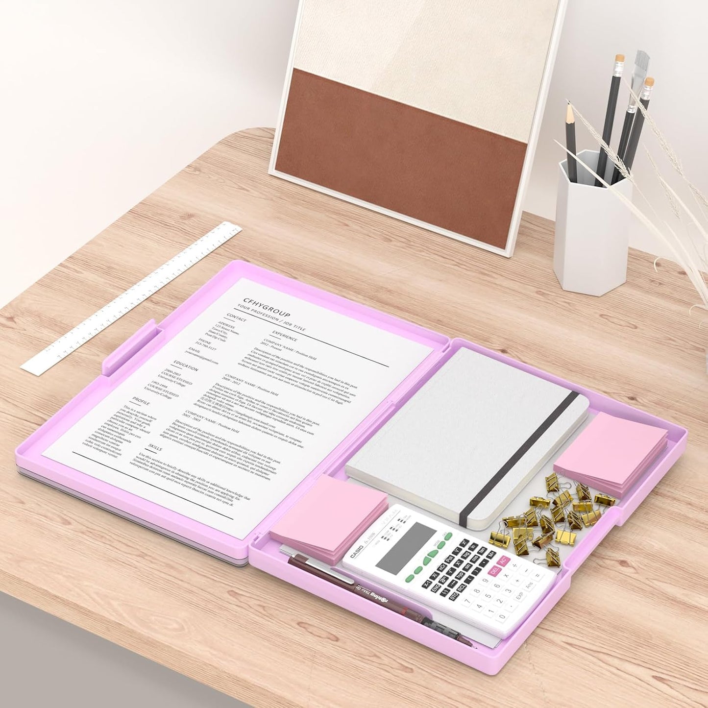 Rimilak Plastic Clipboard with Storage, Side Opening with 2 Compartment, Size 13.3 x 9.4 x 1.5 Heavy Duty High Capacity Nursing Box for Work School & Office Supplies, Black