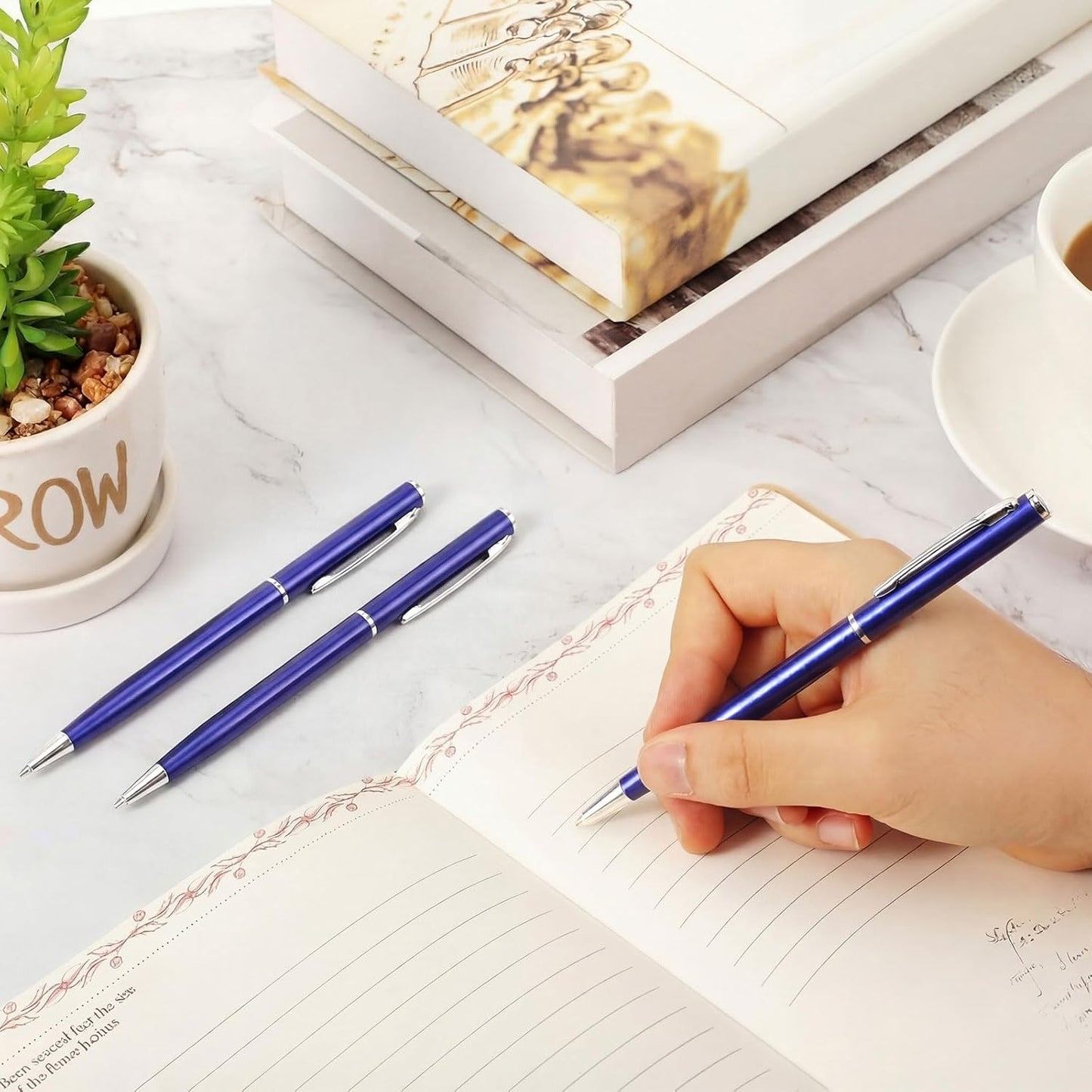 Zonon 240 Pcs Gold Metal Slim Ballpoint Pens Bulk Retractable Metallic Black Ink 1 mm Medium Point Smooth Writing Pens for Wedding Business Office Supplies Students Teachers Men Women Present