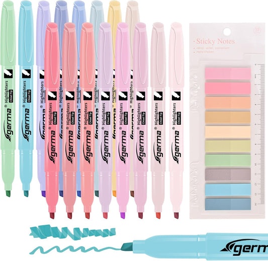 Cgerma Pastel Highlighters Assorted Colors 16 Pack, 200 transparent sticky tabs, Chisel Tip Cute Aesthetic Highlighters No Bleed, Quick-Drying for Journaling, Bible Study, School Office Supplies