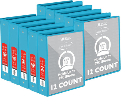 BAZIC Products 3 Ring Binder - Burgundy, Economy View Binder with Clear Overlay Cover and Round Rings, Organizer for School Office Home Use, 1.5-inch Capacity Holds 280 Sheets Paper, 1-Pack