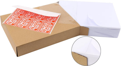 MFLABEL Half Sheet Shipping Labels - 200 Self Adhesive Sticker Sheets for Laser & Inkjet Printers, Waterproof & Smudge-Free, with 12 Free Fragile Labels for Packaging, Shipping and Crafting - Colors A