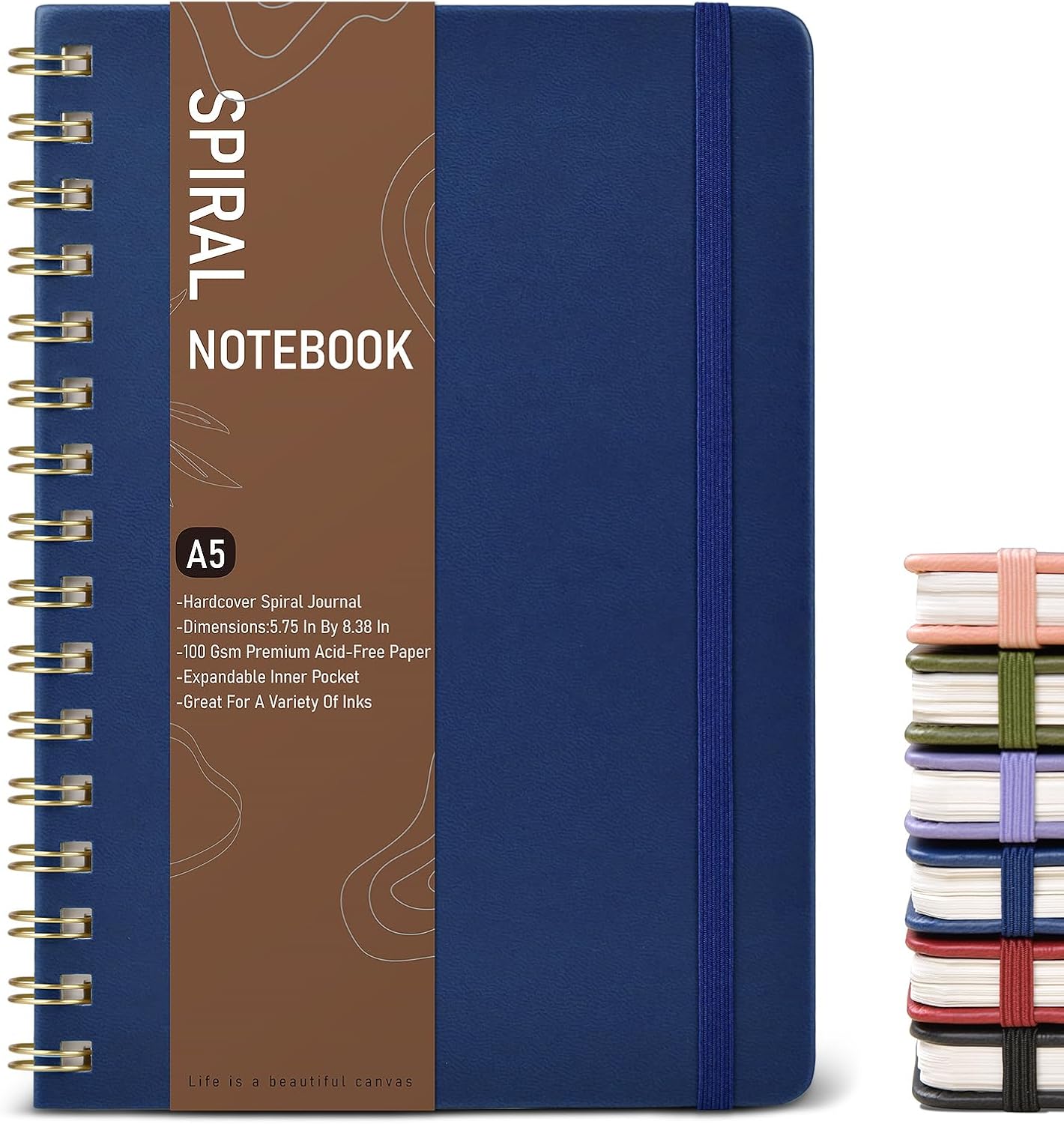 Lined Spiral Journal Notebook, A5 Hardcover Spiral Journals for Women Men, 150 Numbered Pages Spiral Bound Notebook, 100 GSM College Ruled Notebooks for Work, Note Taking 5.75" x 8.38", Olive Green