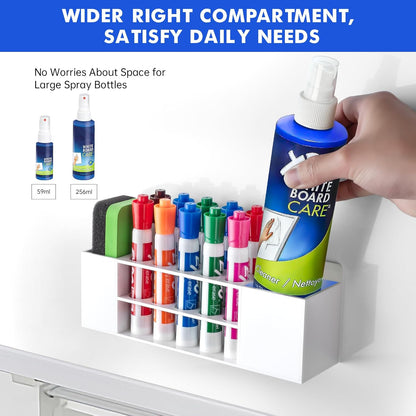 Magnetic Dry Erase Marker Holder for Whiteboard, Wall Mount Pen Holder for Refrigerator, Clear Pencil Holder for Fridge, Strong Magnet Locker Organizer for Classroom, Office
