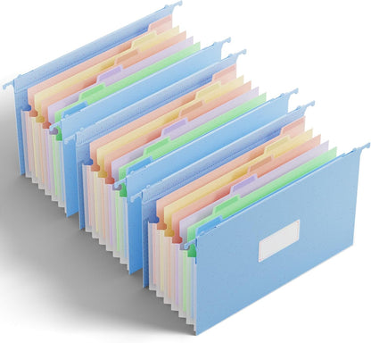 ANSOOK Wheat Straw Expandable Hanging File Folders Legal Size,7 Pockets 1.2" Accordion File Organizer,3 Pack Filing Cabinet Folders with Hooks,Large Capacity File Folder with Tabs,Hang File for Frame