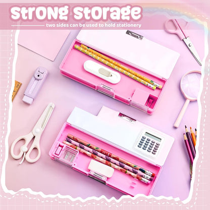 Henoyso Multifunctional Pencil Box for Girls Butterfly Pencil Case with Calculator and Sharpener Cool Cute Pencilcase School Supplies Essentials Christmas Birthday Gift Present for Kids Teens
