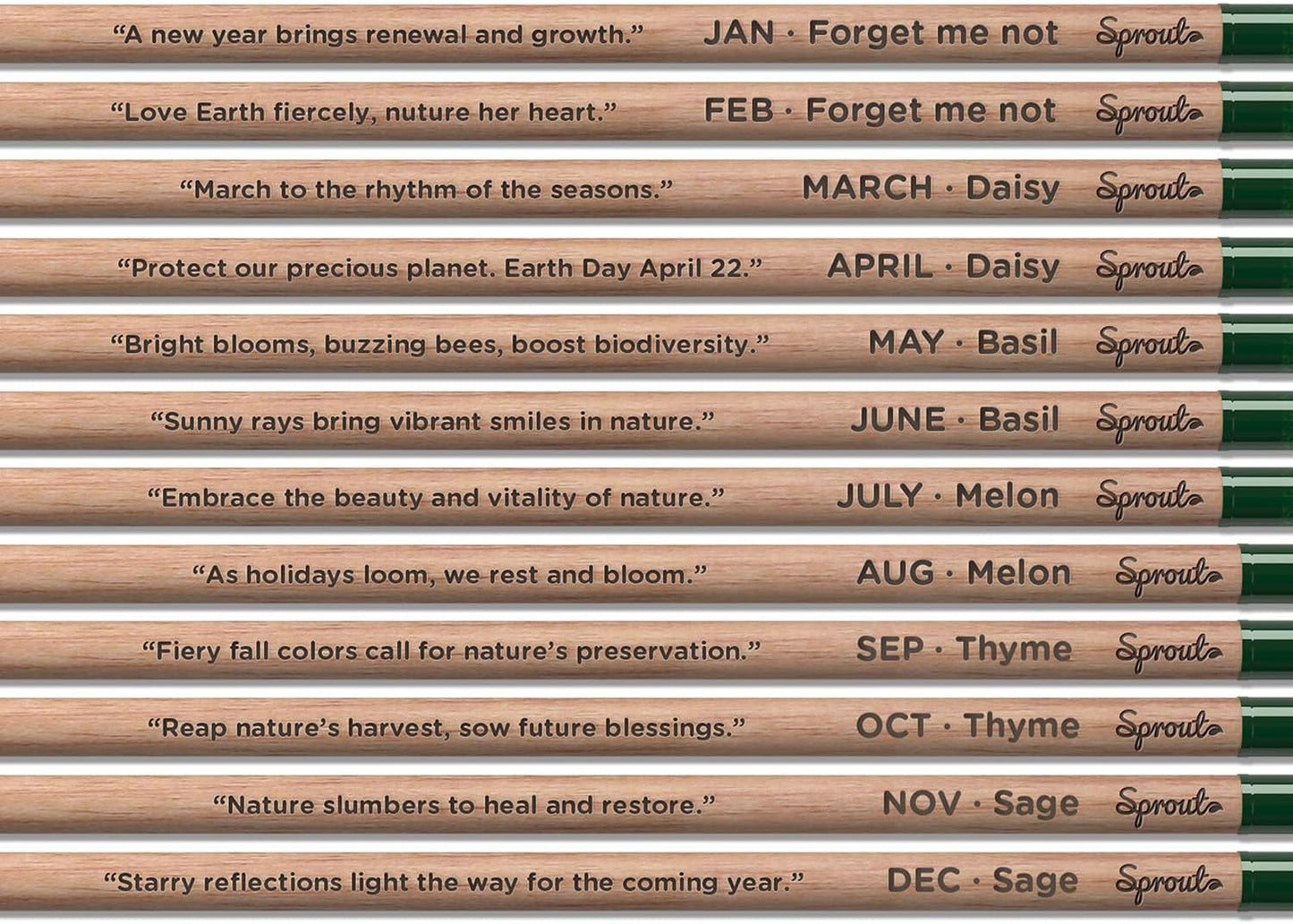SproutWorld Wood-Cased Pencils | EVERYDAY EARTH | HB Pre-Sharpened Graphite Plantable Wooden Pencils with Flower, Herb & Vegetable Seeds |Gift Ideal for Drawing, Sketching & Shading | 12 Pack