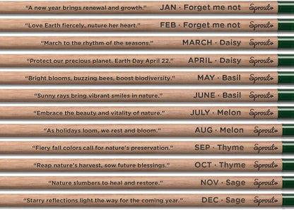 SproutWorld Wood-Cased Pencils | EVERYDAY EARTH | HB Pre-Sharpened Graphite Plantable Wooden Pencils with Flower, Herb & Vegetable Seeds |Gift Ideal for Drawing, Sketching & Shading | 12 Pack