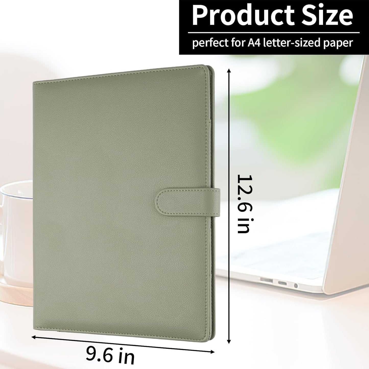 Professional Padfolio with Clipboard, Faux Leather Portfolio Folder Binder, Legal Pad Holder for A4 Letter Size Notepad, Resume, Writing Pad, Ideal Organizer for Business Office Conference, Black