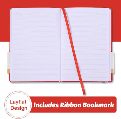 SUIN Hardcover-Journal-Notebooks, A5 Lined Journals Notebook for Writing 200 Pages, 8.2 x 5.5 inch, Classic Ruled Notebooks for Work/Travel/College (Black- 1 Pack)
