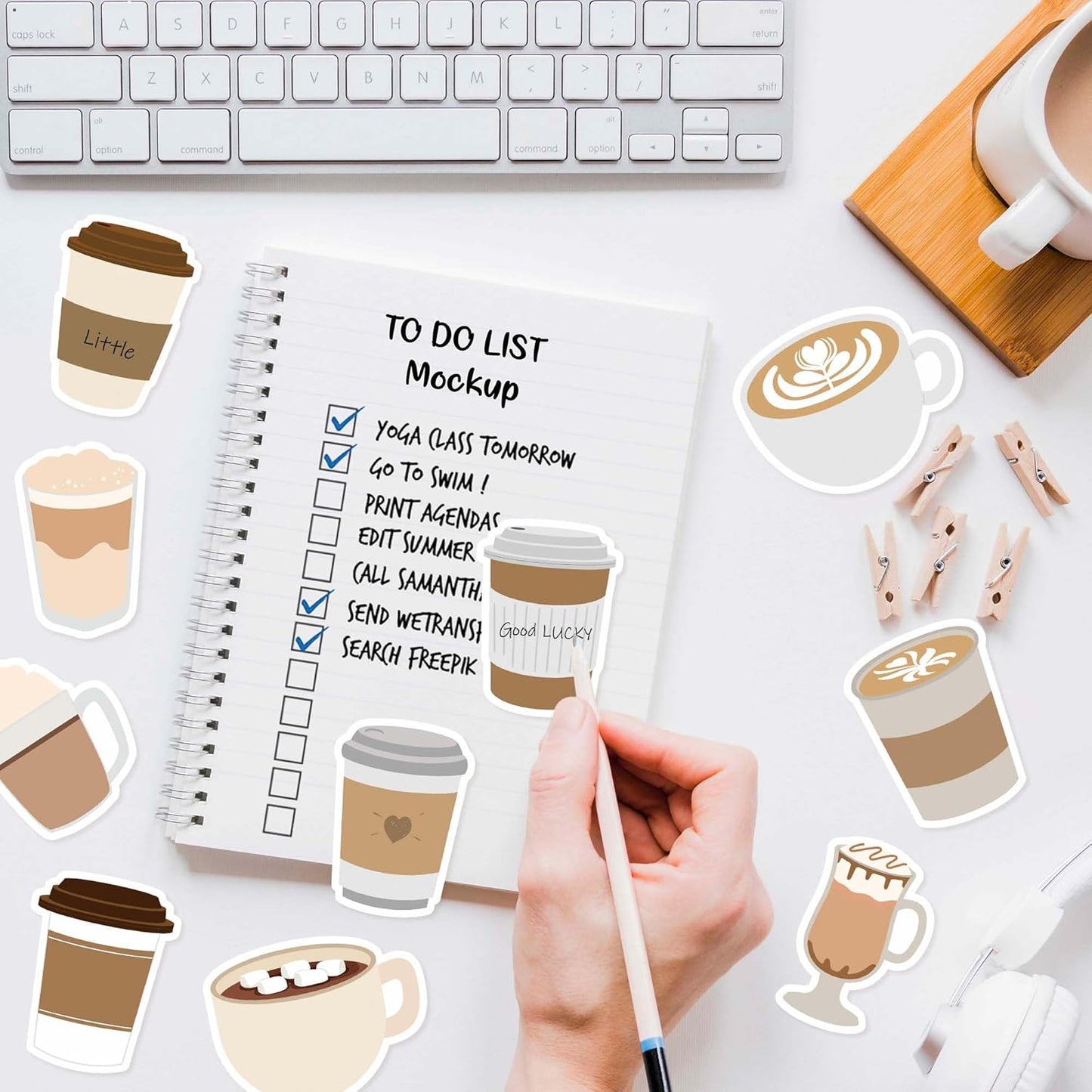 Xqumoi 30 Pack Teacher Sticky Notes - Funny Coffee Cup Self Sticky Notepads Writing Memo Pads for Teacher Appreciation Back to School Office Supplies Coffee Lover Gift Party Favors Goodies Bag Fillers