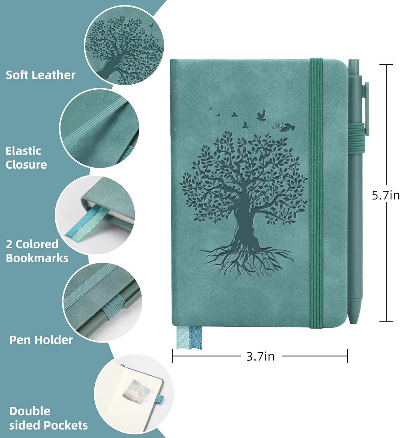 3 Pack Pocket Journaling Notebooks, A6 Small Notebook For Note Taking Journaling Notebooks Journals For Writing Mini Note Pads With Pen Holder 120 Pages 100 GSM Thick Paper(Nude, Brown, Forest Green)