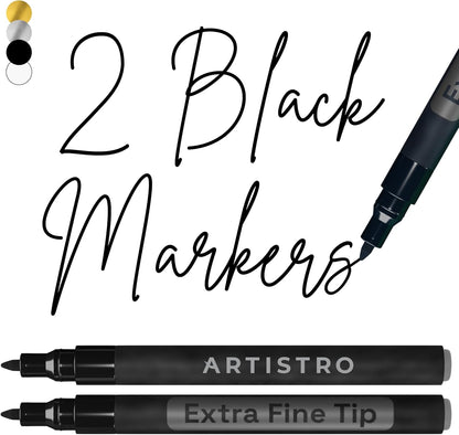 ARTISTRO 2 Gold Acrylic Paint Markers - 0.7mm Extra Fine-Tip Metallic Paint Pens - Perfect for Crafting, Art Projects, & More