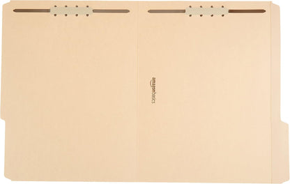 Amazon Basics Manila File Folders with Fasteners, 1/3 Cut Reinforced Tab, Letter Size, Expandable, Document Organizer, Beige, 50-Pack