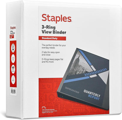 Staples Standard 2-Inch 3-Ring View Binder, Holds Up to 450 Sheets, Orange, Durable Binder for Office & School