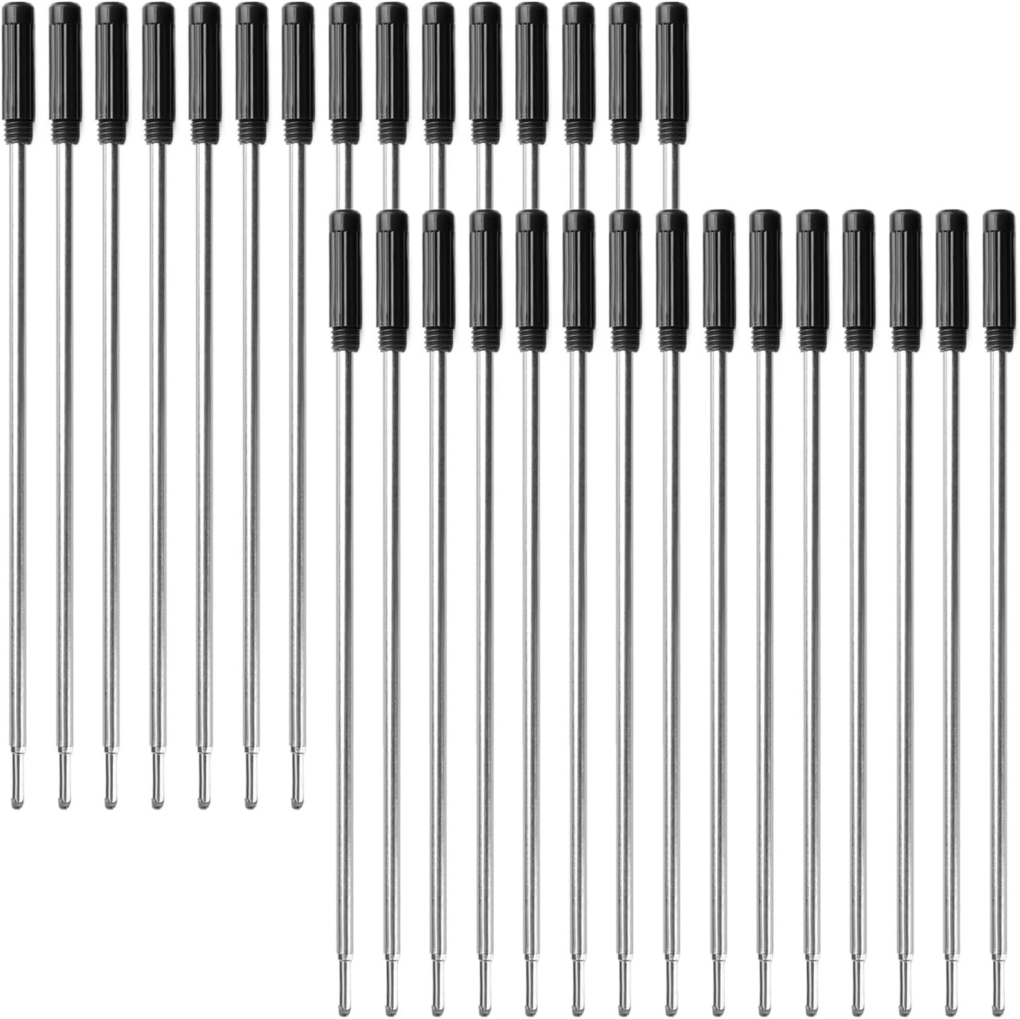 0.7 mm Ballpoint Ink Twist Pen Refills, 15 Pcs Medium Point Metal Smooth Writing Replaceable Ink Refill, Stationery Compatible for Cross Ballpoint Replacement (4.6in M) (Black+Red+Blue, 15)