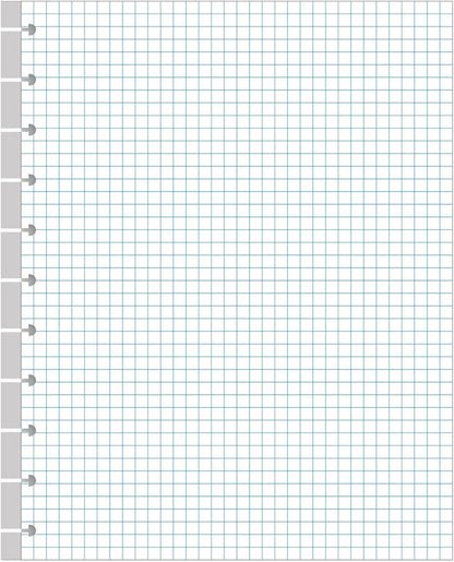 A4 TUL Discbound Grid Filler Paper - 11 Disc Graph Paper, Letter Size 100Sheets / 200Pages Loose-Leaf Paper, 100gsm White Paper, 8.5'' x 11''
