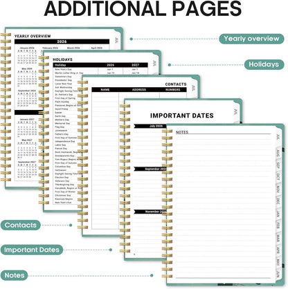 Planner 2026-2027, Academic Year Monthly and Weekly Calendar Planner, Jul 2026 - Jun 2027, Hardcover Teacher Student Planning Agenda book with Tabs, Perfect for School Office Supplies, 6.3" x 8.5" - Wildflowers