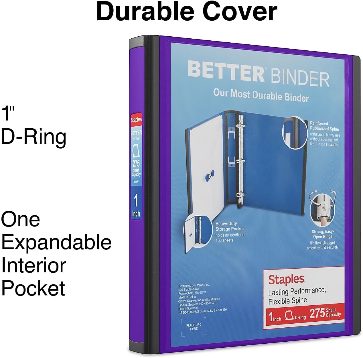 Staples Better Binder 2-Inch D-Ring View Binder, Reinforced Spine, Holds Up to 540 Sheets, Teal, for Office & School