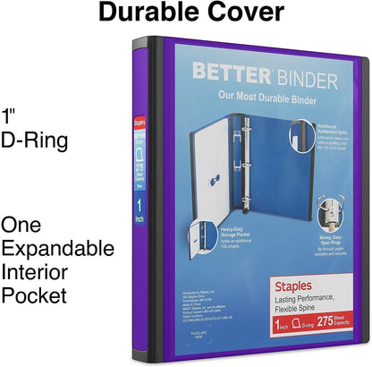 Staples Better Binder 2-Inch D-Ring View Binder, Reinforced Spine, Holds Up to 540 Sheets, Teal, for Office & School