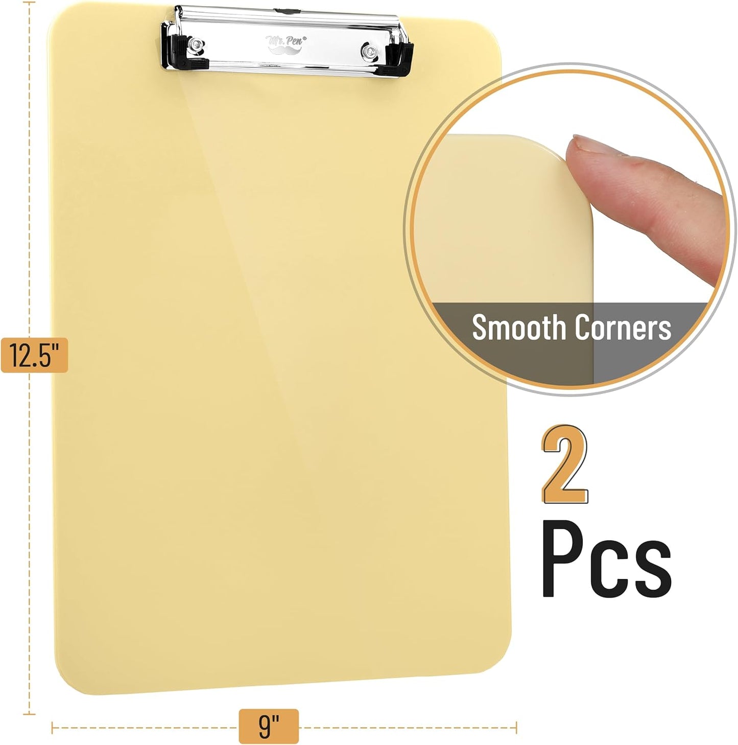 Mr. Pen- Plastic Clipboard, 12.5" x 9", 2 Pack, Clipboard Plastic, Low-Profile Metal Clip with Retractable Hanging Hole