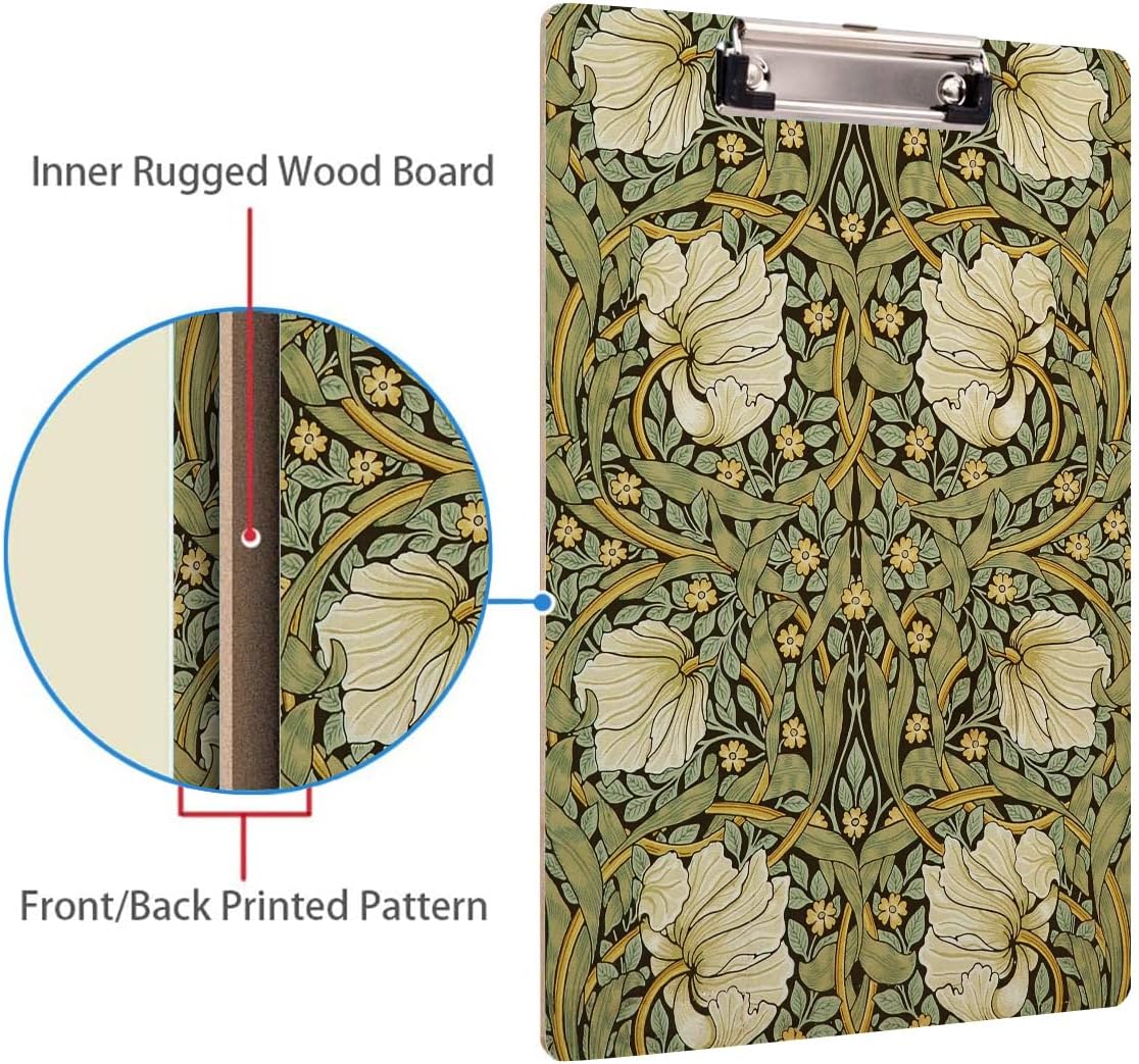 Britimes Clipboard Decorative Office School Hardboard Wood Nursing Clip Board and Pull for Standard A4 Letter Size Summer Mint Green Plant Tree 12.6" X 8.9"