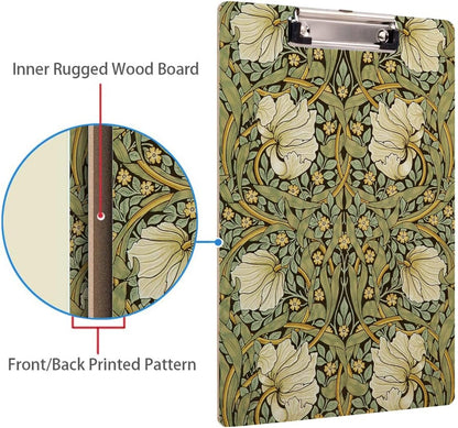 Britimes Clipboard Decorative Office School Hardboard Wood Nursing Clip Board and Pull for Standard A4 Letter Size Summer Mint Green Plant Tree 12.6" X 8.9"
