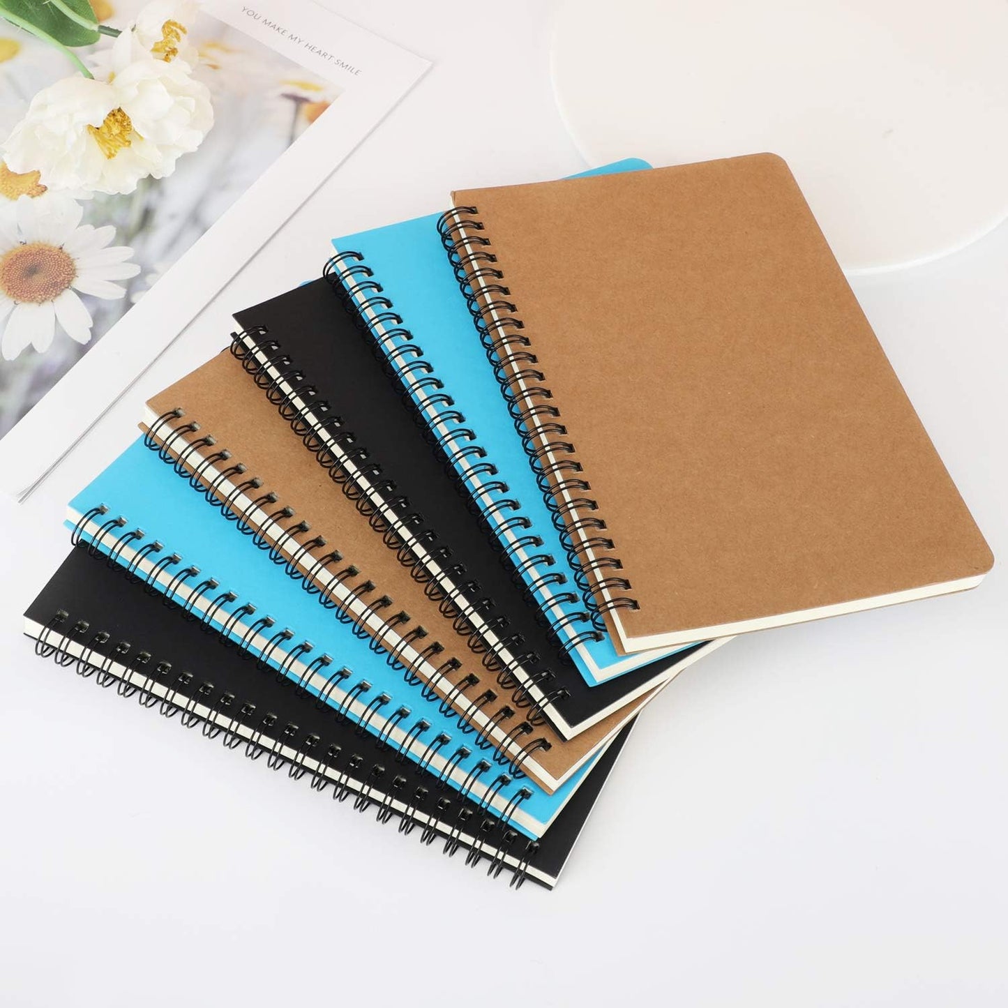 EUSOAR Spiral Lined Notebook, A5 3packs 5.5"X8.3" 120 Pages Lined Travel Notebooks Journal, Memo Notepad Sketchbook, Students College Office Business Diary Ruled Spiral Book Journal-3Colors Covers