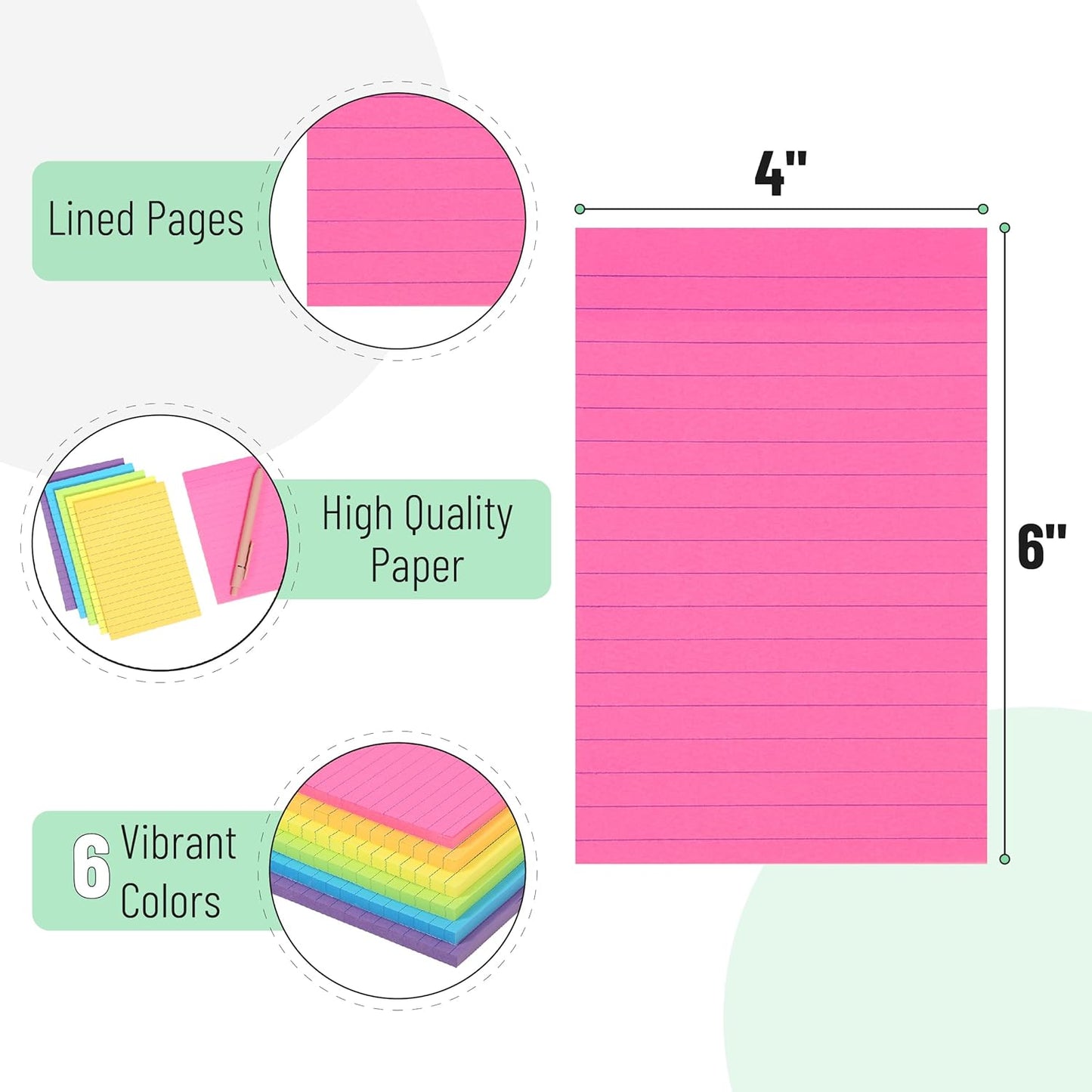 Mr. Pen- Lined Sticky Notes, 3" x 3", 12 Pads, 60 Sheets/Pad, Morandi Color, Bulk Sticky Notes with Lines, Ruled Post Stickies, Memo Pads, Self-Stick Note Pad for Office, School, Home, Study