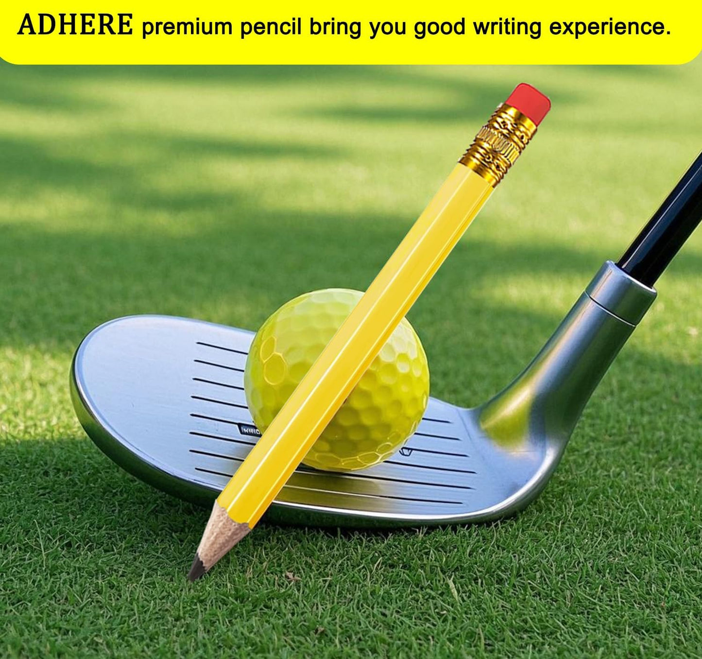 Adhere 25pcs Golf Pencils with Eraser Pre sharpened Hexagon half Wooden Pencils Graphite 2B for Golf Event Scoring,Classroom,Wedding,Company Meetings,Pew, Pocket (Nature)