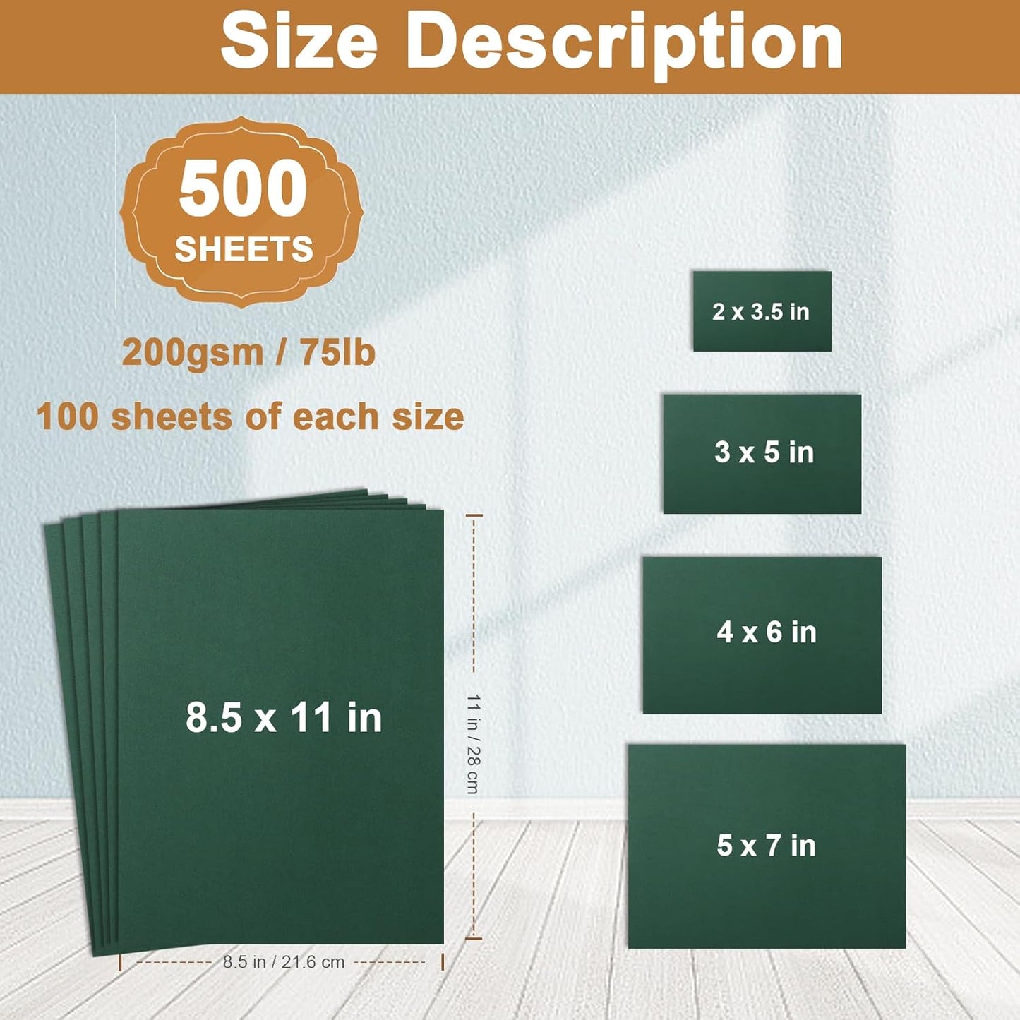 Silunkia 100 Sheets White Cardstock 5 Assorted Sizes Craft Paper, 200gsm/75lb White Card Stock Certificates Paper for DIY Cards Making, Business Cards, Wedding Invitations, School Crafting, Menus