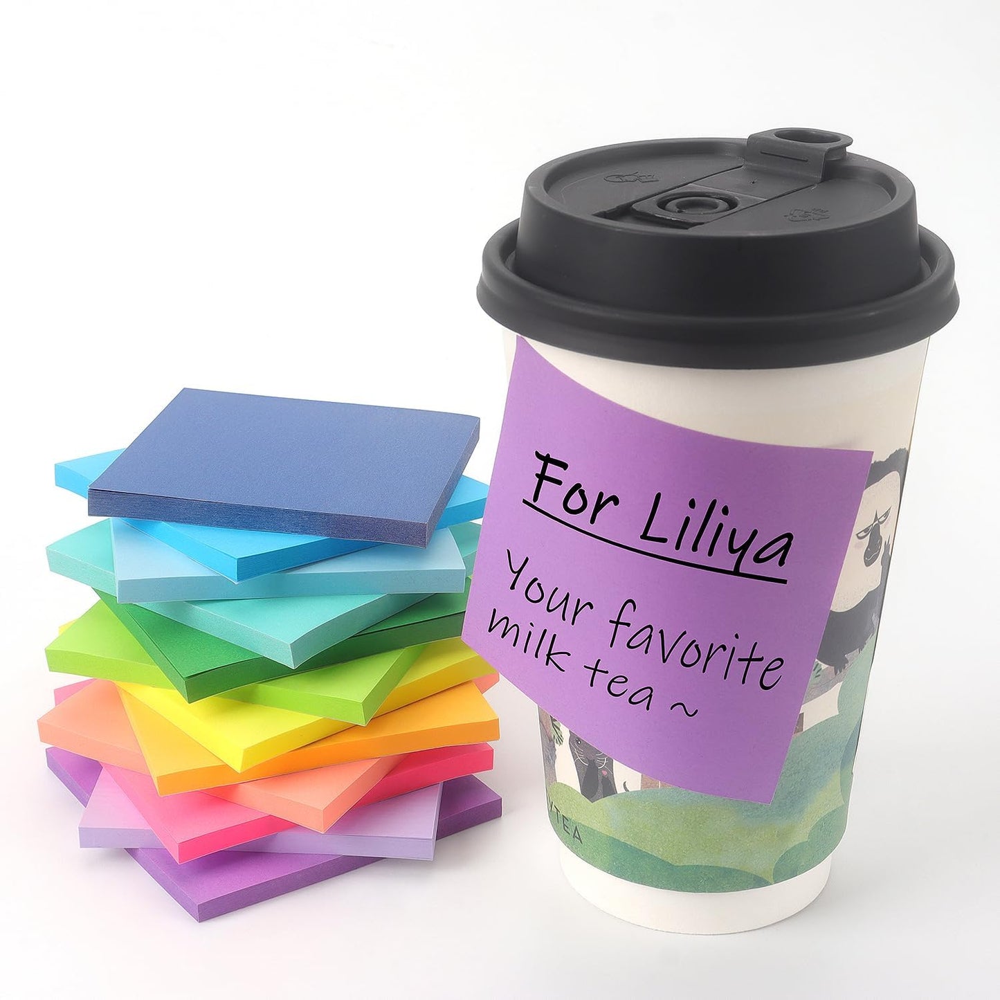 Sticky Notes 3x3 Self-Stick Notes Pads with 6 Bright Colors, Easy to Post for Office, Shool, Home, 6 Pads/Pack, 100 Sheets/Pad (Purple)