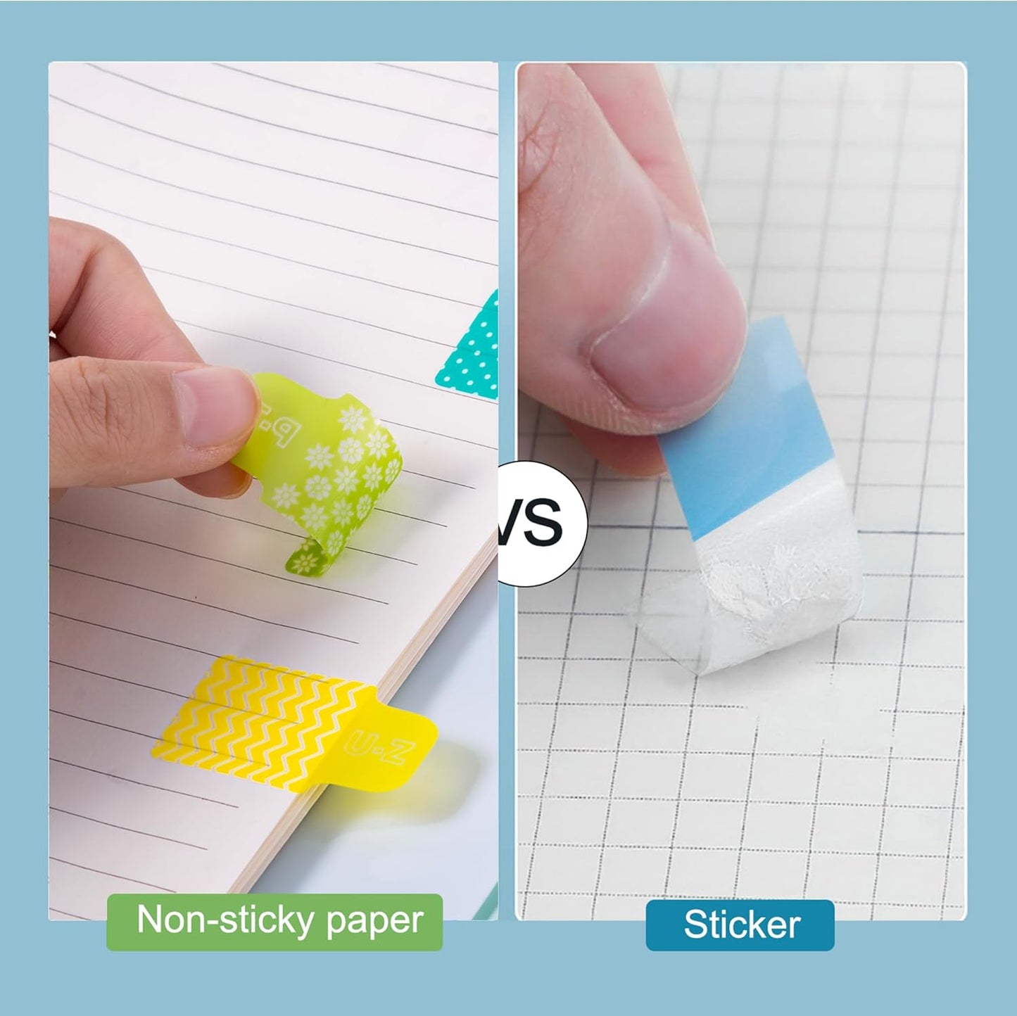 Golcellia Sticky Tabs for Notebooks 600 Pcs 5-Pattern Page Markers with Letter Index Flags, Book Tabs for Binders Bible Study Office School Supplies