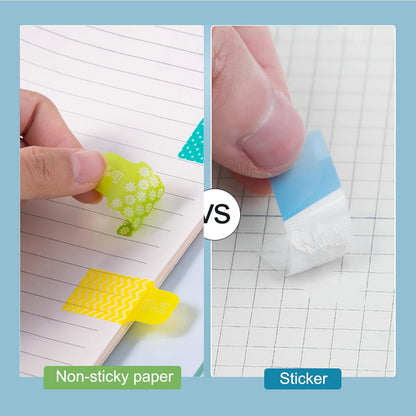 Golcellia Sticky Tabs for Notebooks 600 Pcs 5-Pattern Page Markers with Letter Index Flags, Book Tabs for Binders Bible Study Office School Supplies