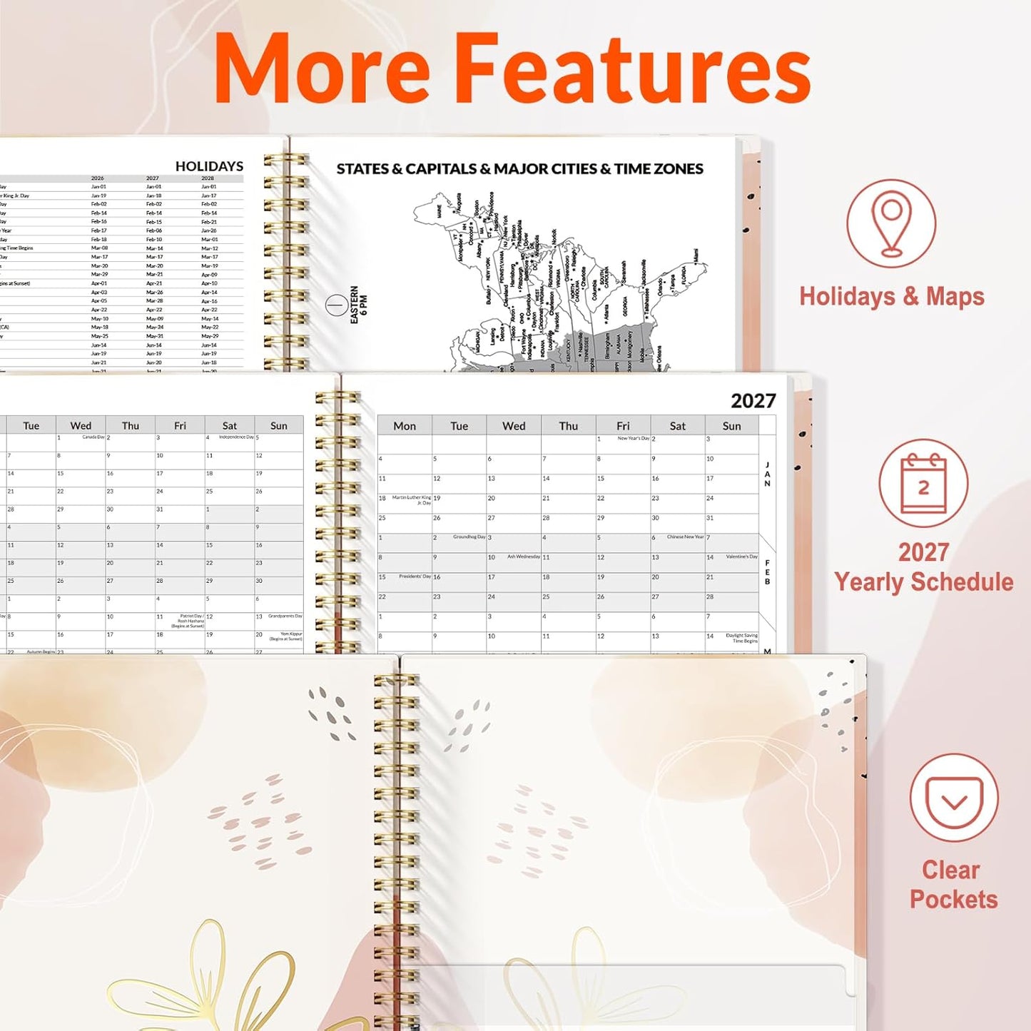 SUNEE 2026-2027 Appointment Book, Quarter-Hourly, Weekly & Monthly - from July 2026 to June 2027, 8.5"x11" Academic Planner, Flexible Cover, Note Pages, Bookmark, Spiral Binding, Black