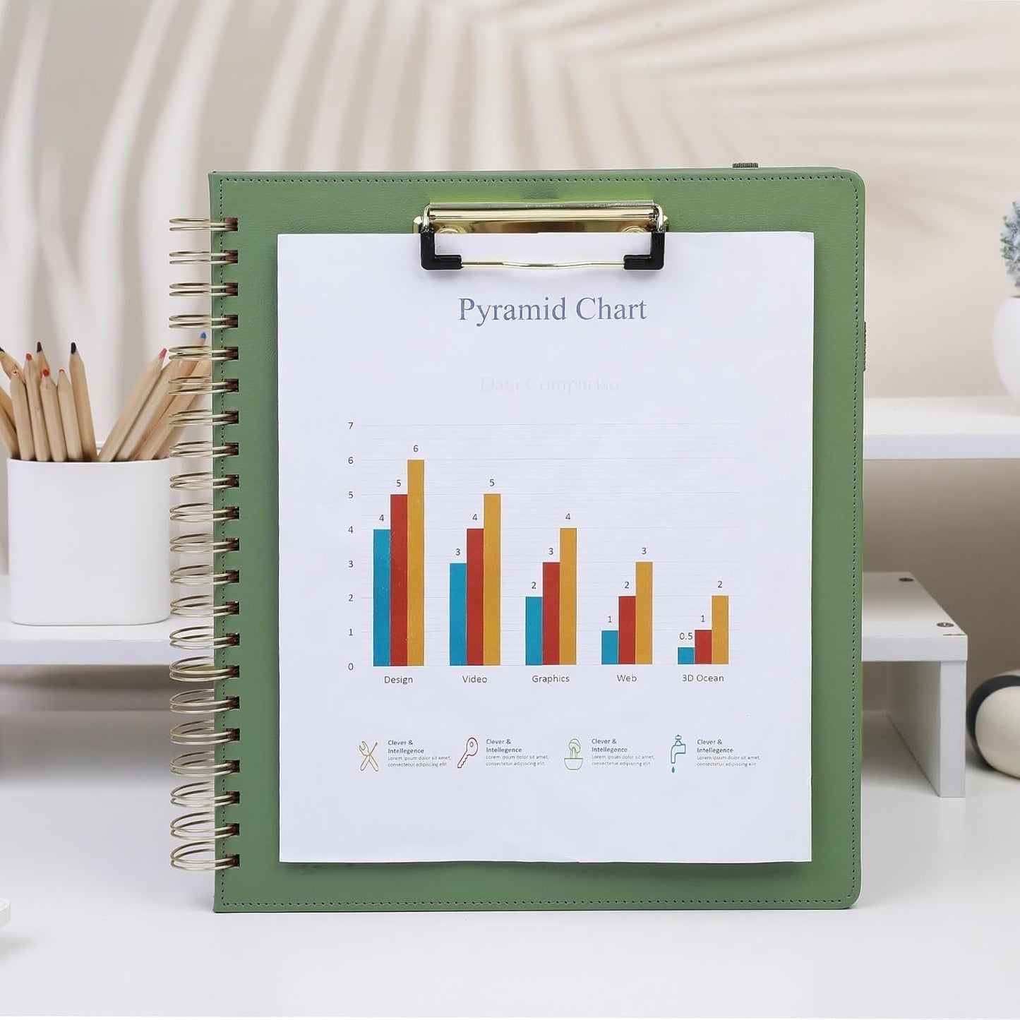 SKYDUE Clipboard Folder with Storage, 6 Dividers with 12 Pockets for Letter Size, Storage Clipboard Folio with Refillable Notepad, Spiral Clipboards Padfolio for Teacher Worker Nurse