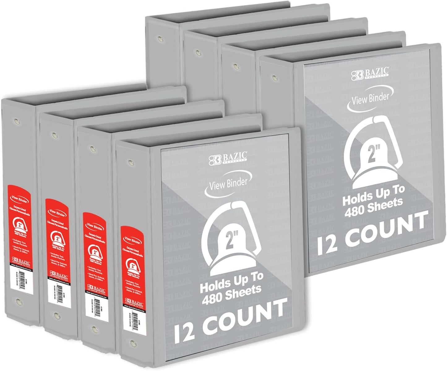 BAZIC Products 3 Ring Binder 2" View Binders Slant D Ring Organizer - Burgundy, Hold 480 Sheets Paper, for School Office Home, 1-Count
