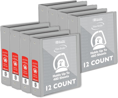 BAZIC Products 3 Ring Binder 2" View Binders Slant D Ring Organizer - Burgundy, Hold 480 Sheets Paper, for School Office Home, 1-Count