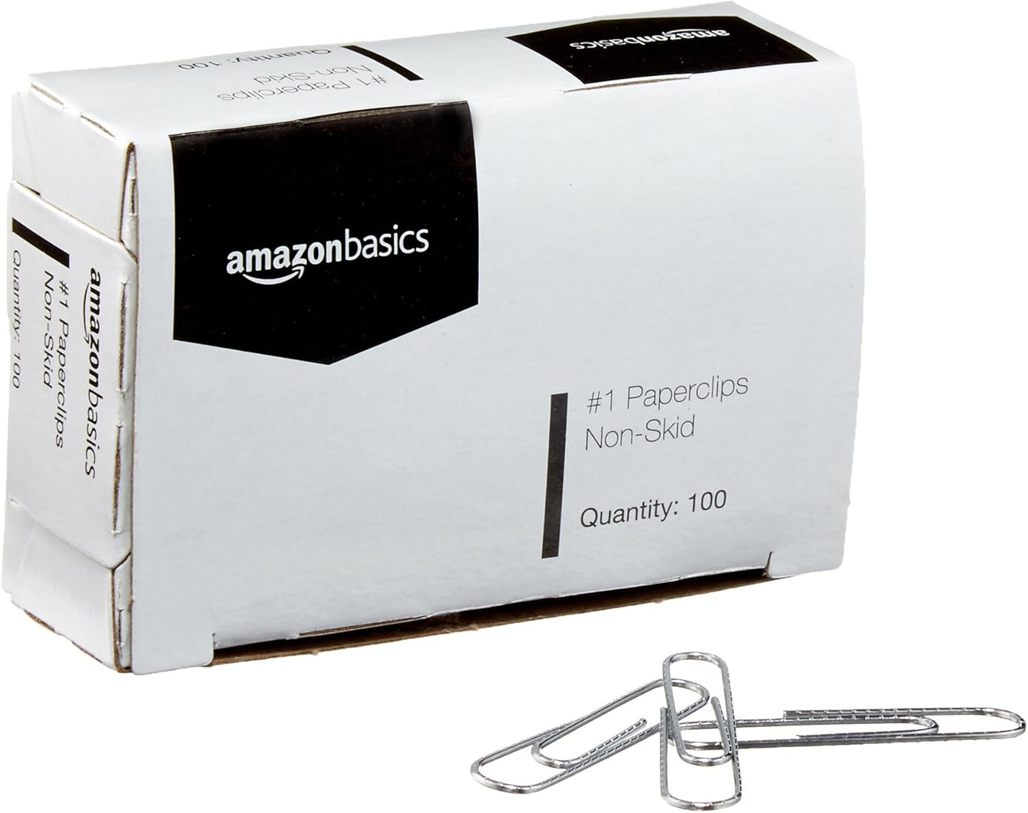 Amazon Basics No. 1 Paper Clips, Smooth, 1000 Count (10 Pack of 100), Silver