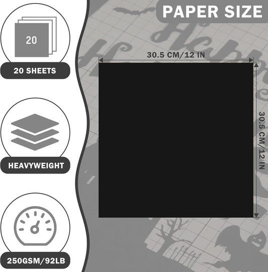 20 Sheets 20 Assorted Colors Cardstock 12" x 12" Card Stock 250gsm/92lb Thick Construction Paper for Cricut, Scrapbook, Crafts, Card Making UAP34MX20