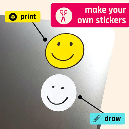30 Sheets, Printable White Sticker Paper, Laser/Inkjet Printing - Matte, Letter Size (8.5" x 11")