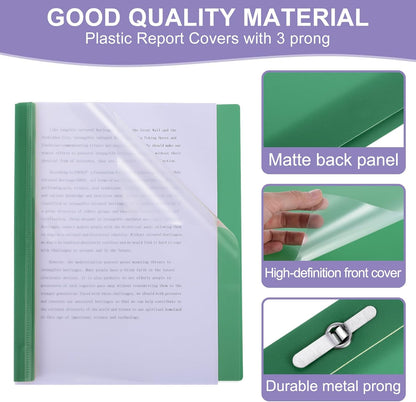 PATIKIL Plastic Report Covers with Prong, 10 Pcs 80 Sheet Capacity Clear Front Presentation Binders with 3 Metal Prong Fasteners Report Folder for Resume Documents Files Letter, Dark Blue