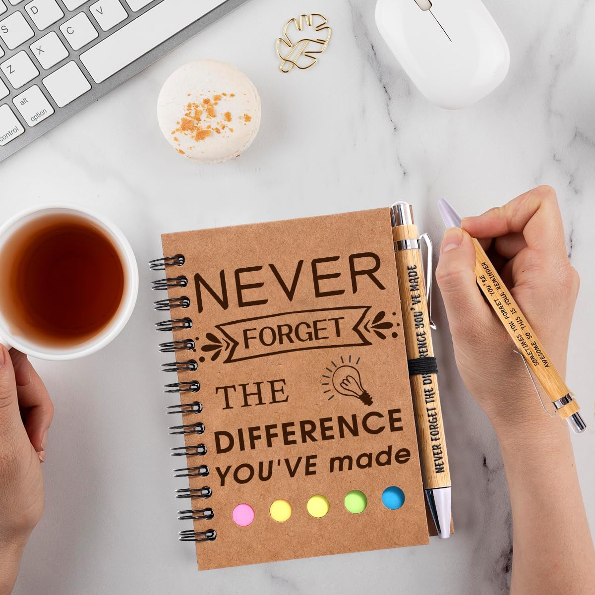 30 Sets Employee Appreciation Gifts Bulk Inspirational Spiral Notebook with Sticky Note and Motivational Bamboo Pens Thank You Gifts for Employees Coworkers,Teachers,Nurse,Office Staff,Team,Volunteer