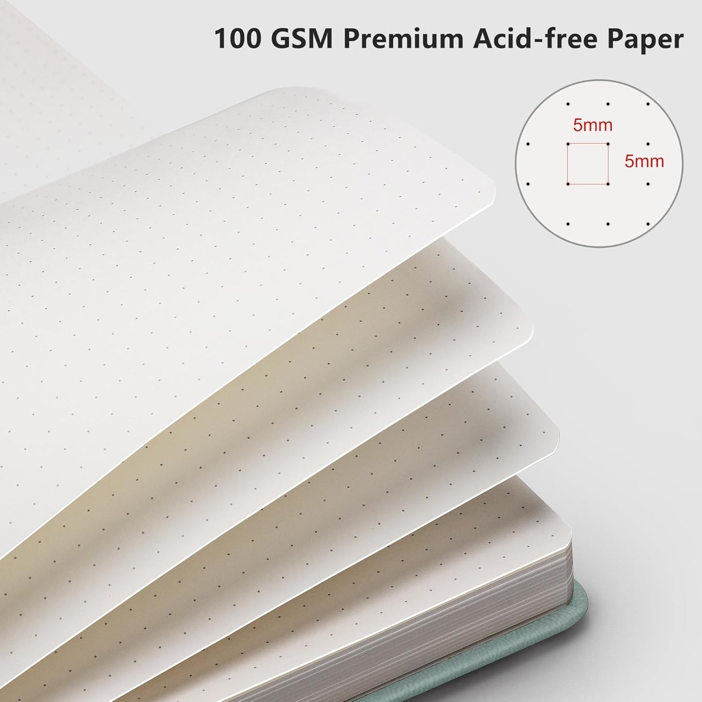 RETTACY Graph Grid Paper Notebook, 192 Pages, A5 Medium Size (5.7'' x 8.3''), 5 Squares per Inch, Leather Hardcover, 100 GSM Thick Paper, for School, Students, Math, Engineering (Brown)